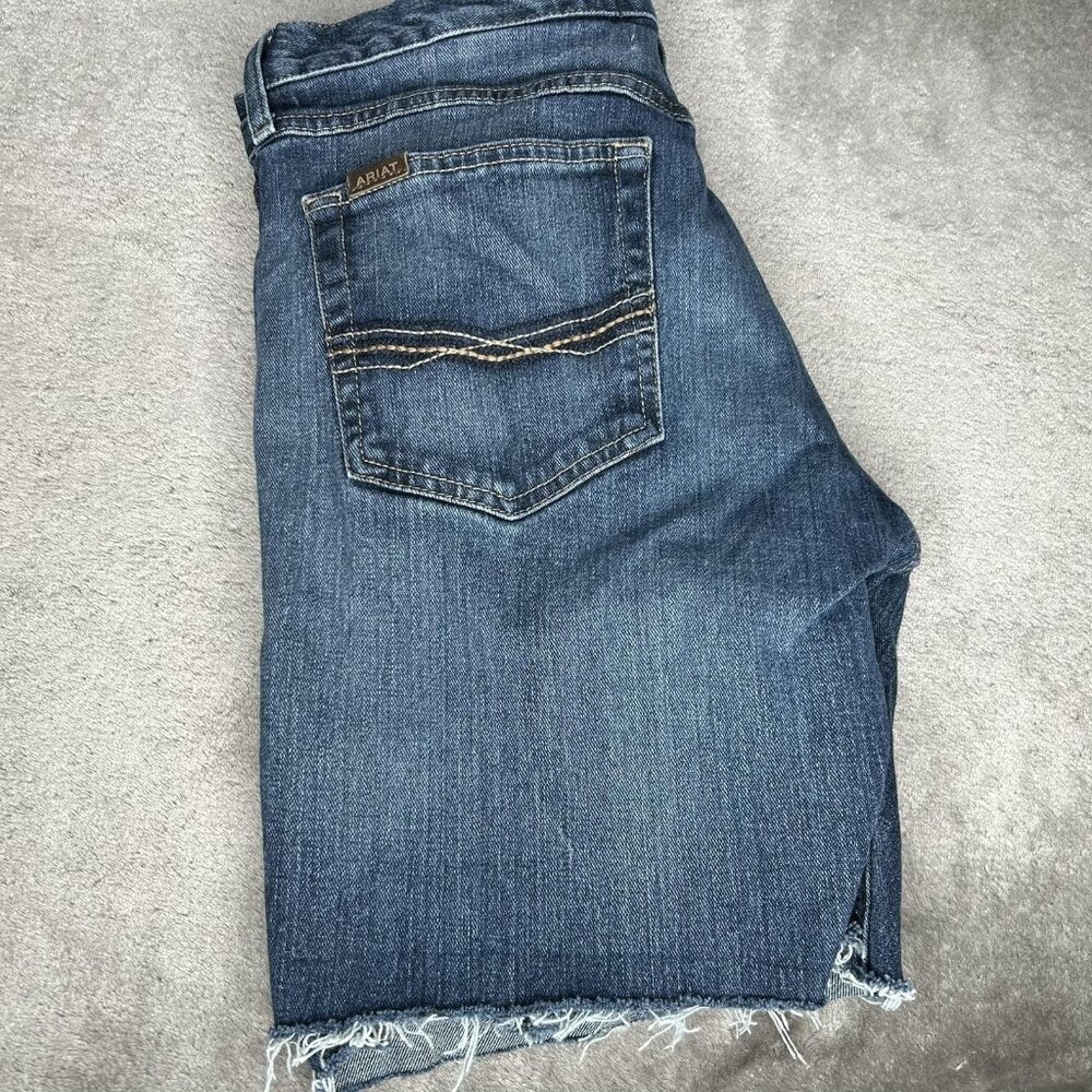 Ariat Denim Shorts Mens 32 Blue M5 Legacy Slim Straight Cut Off Distressed